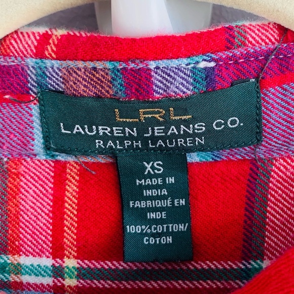 Lauren Ralph Lauren Shirt Plaid Red Button Up Soft Cotton Lightweight EUC XS - Picture 4 of 5
